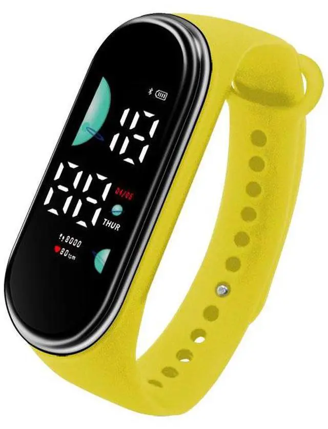 Main image of SOEWIOU Kids LED Digital Watch, Touch Control Electronic Wrist Watch, Waterproof Candy Color Silicone Strap Watch for Boys, Girls, Students & Everyday Wear, Yellow