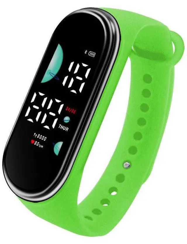 Main image of SOEWIOU Kids LED Digital Watch, Touch Control Electronic Wrist Watch, Waterproof Candy Color Silicone Strap Watch for Boys, Girls, Students & Everyday Wear, Green