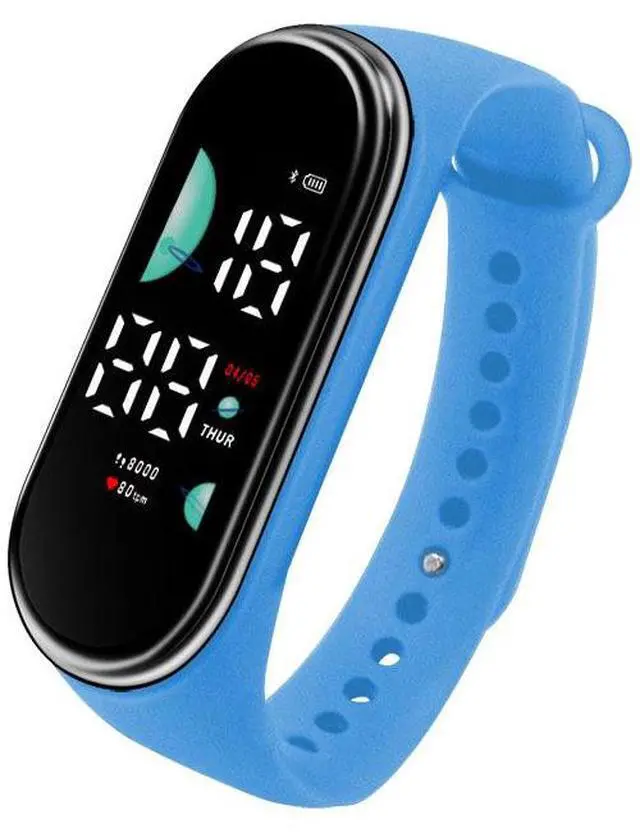 Main image of SOEWIOU Kids LED Digital Watch, Touch Control Electronic Wrist Watch, Waterproof Candy Color Silicone Strap Watch for Boys, Girls, Students & Everyday Wear, Sky Blue