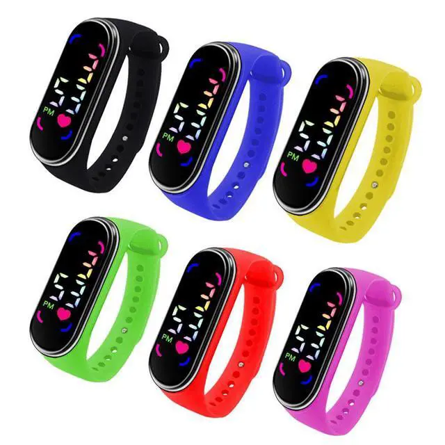 Alt view image 4 of 5 - SOEWIOU Kids LED Digital Watch, Touch Control Electronic Wrist Watch, Waterproof Candy Color Silicone Strap Watch for Boys, Girls, Students & Everyday Wear, Sky Blue
