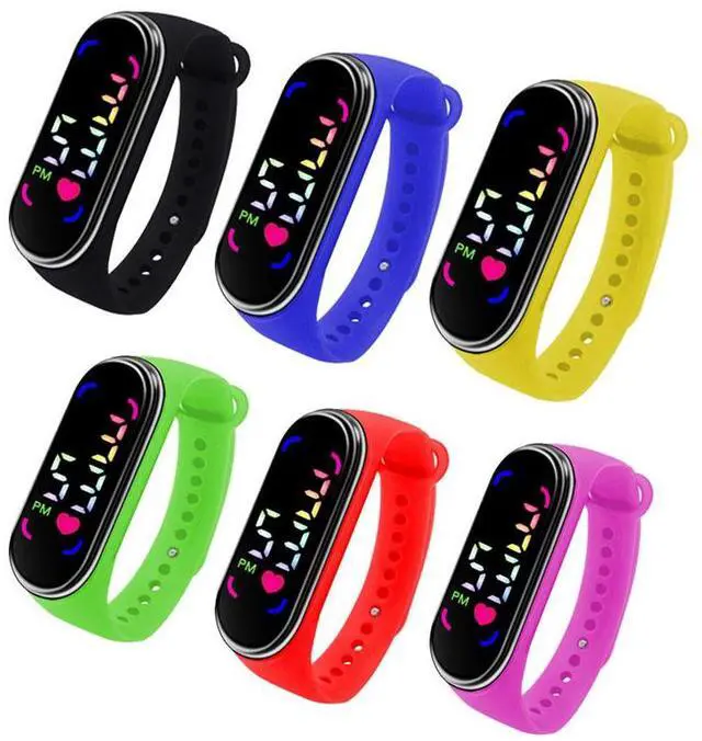 Alt view image 4 of 5 - SOEWIOU Kids LED Digital Watch, Touch Control Electronic Wrist Watch, Waterproof Candy Color Silicone Strap Watch for Boys, Girls, Students & Everyday Wear, Royal Blue