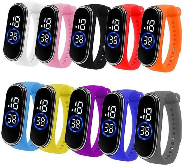 Alt view image 5 of 5 - SOEWIOU Kids LED Digital Watch, Touch Control Electronic Wrist Watch, Waterproof Candy Color Silicone Strap Watch for Boys, Girls, Students & Everyday Wear, Royal Blue