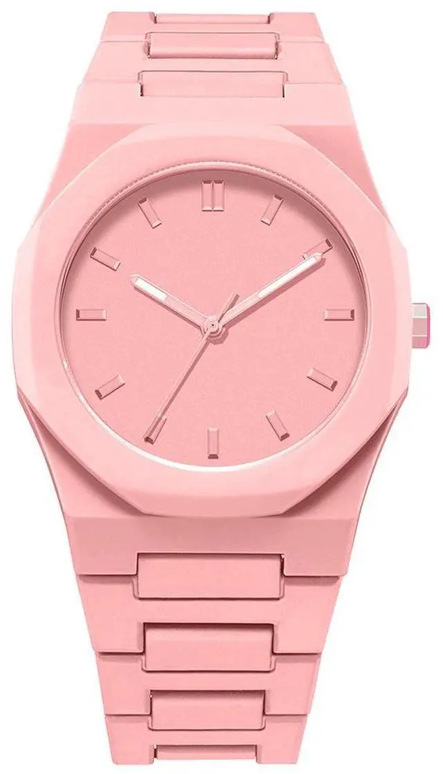 Main image of SOEWIOU Unisex Quartz Wrist Watch, Fashion Dopamine Color Casual Watch with Lightweight Plastic Case & Silicone Strap for Men, Women & Teens, Pink