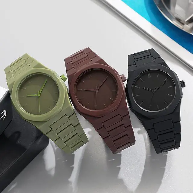Alt view image 4 of 4 - SOEWIOU Unisex Quartz Wrist Watch, Fashion Dopamine Color Analog Watch, Lightweight Plastic Case with Silicone Strap, Casual Wristwatch for Men, Women & Teens, Green