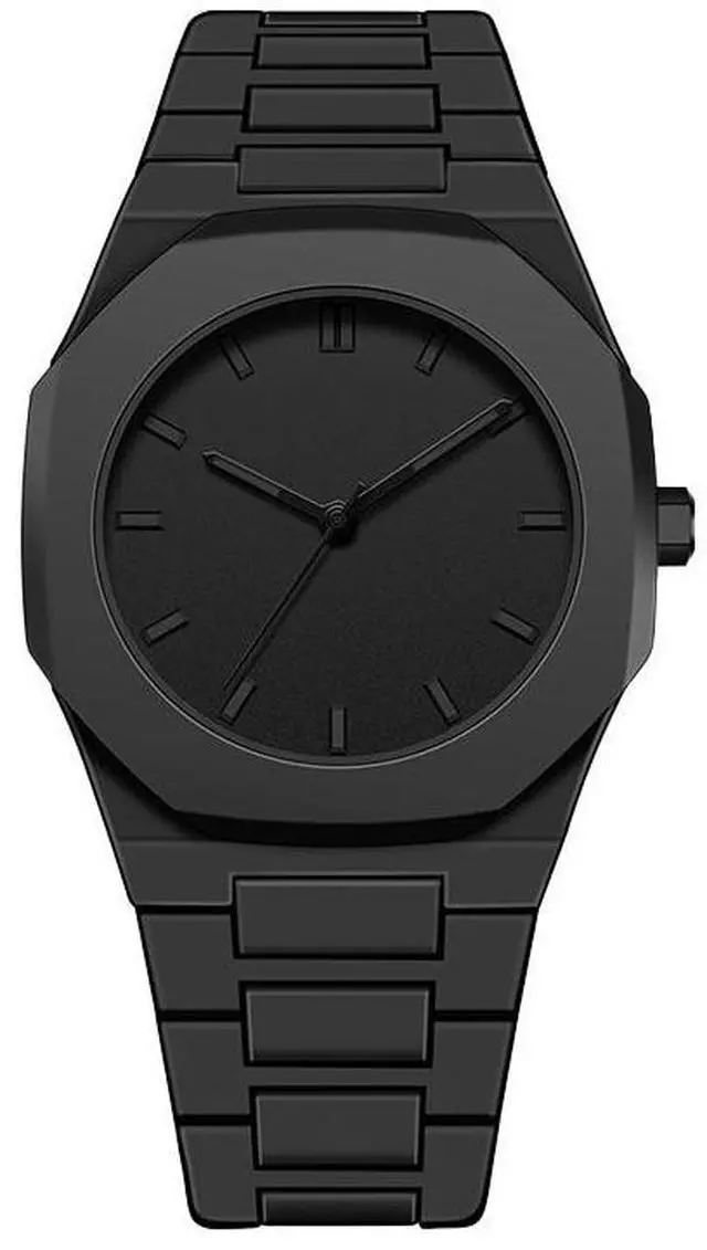 Main image of SOEWIOU Unisex Quartz Wrist Watch, Fashion Analog Watch with Silicone Strap, Lightweight Plastic Casual Wristwatch for Men, Women & Teens, Black
