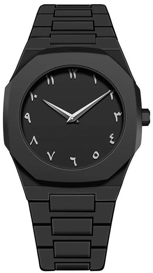 Main image of SOEWIOU Unisex Quartz Wrist Watch, Fashion Analog Watch with Textured Black Dial, White Number Display, Silicone Strap, Lightweight Casual Wristwatch for Men, Women & Teens, Black