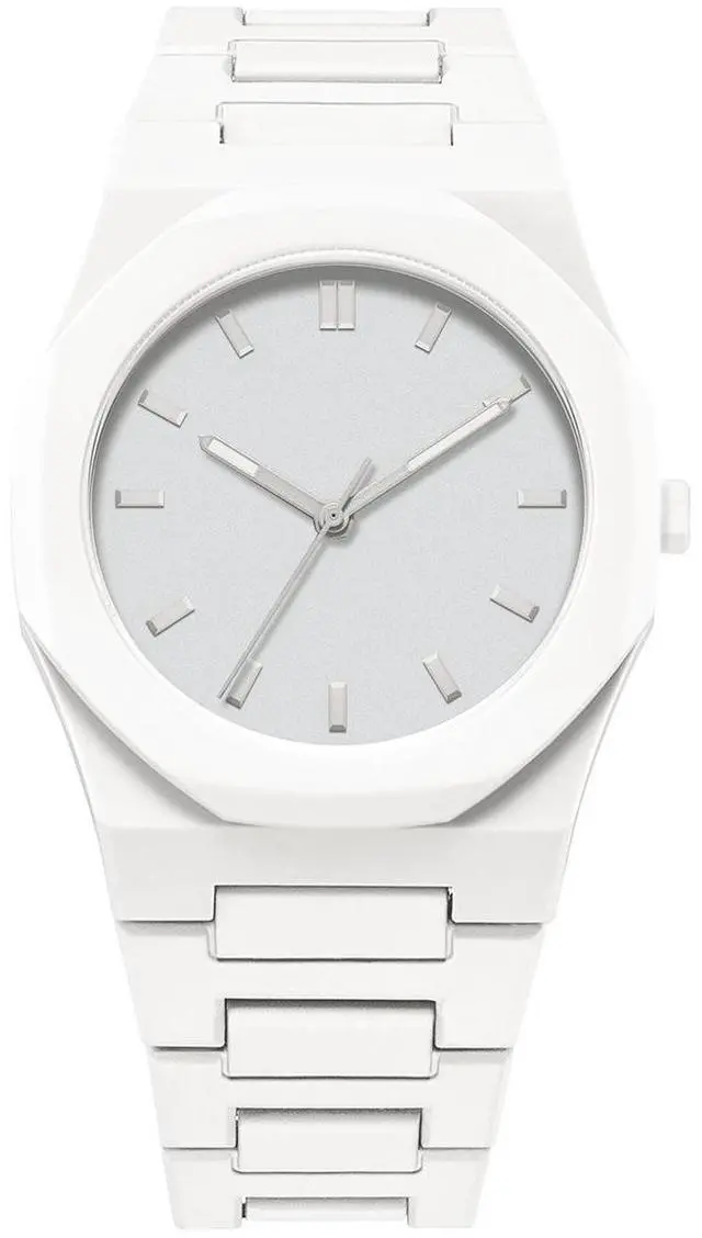 Main image of SOEWIOU Unisex Quartz Wrist Watch, Fashion Analog Watch with Silicone Strap, Lightweight Plastic Casual Wristwatch for Men, Women & Teens, White