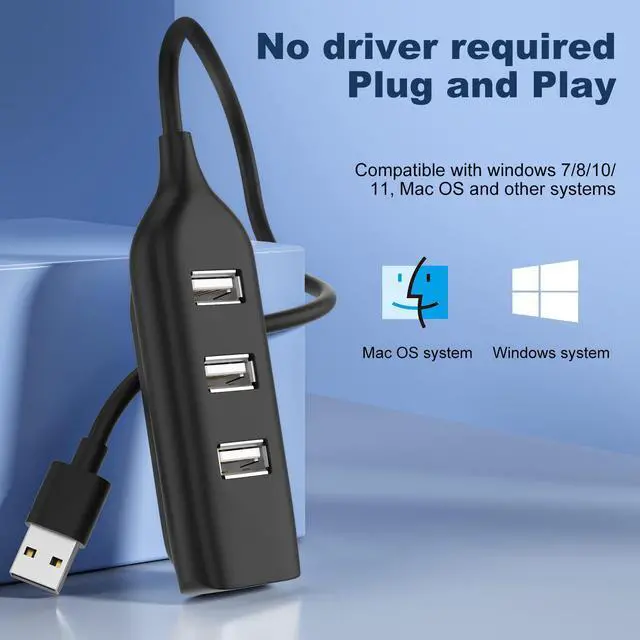 Alt view image 2 of 4 - SOEWIOU USB 2.0 Hub 4-Port Splitter, High-Speed USB Expansion Hub, 1-to-4 USB Adapter, Plug & Play Multi-Port USB Extender for Laptop, PC, Desktop, Keyboard, Mouse & Flash Drive, White