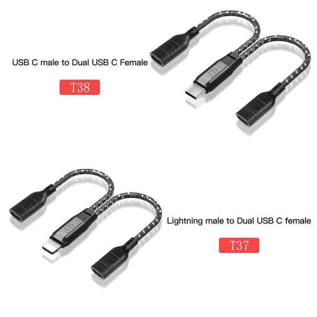 Alt view image 2 of 4 - SOEWIOU Lightning to Dual USB-C Audio Adapter, OTG Charging & Digital Audio Converter Cable for Wireless Lavalier Microphones, USB-C Digital Earphones, Compatible with iPhone & iPad