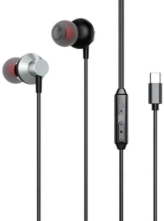 Main image of SOEWIOU Type-C Wired Earphones, In-Ear Headphones with Deep Bass Sound, Inline Remote Control & Microphone, USB-C Earbuds for Music, Gaming, Calls, Smartphones & Tablets