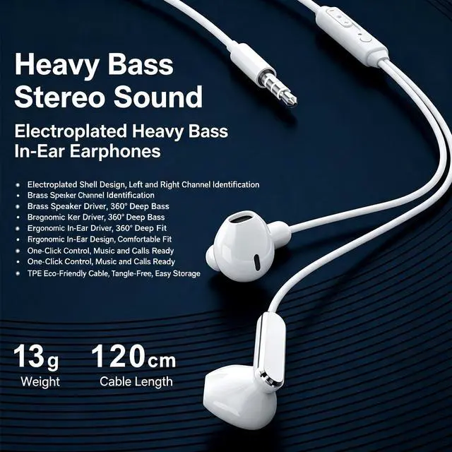 Alt view image 4 of 4 - SOEWIOU Wired In-Ear Earphones with Inline Mic & Control, 3.5mm Round Jack + Type-C Dual Interface Universal Stereo Headphones, High Fidelity Sound for Music Playback Hands-Free Calling Phones Laptops