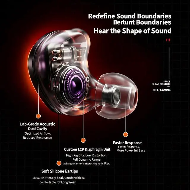Alt view image 6 of 6 - SOEWIOU Night Sky Blue Deep Space In-Ear HiFi Wired Gaming Headphones with Inline Microphone, 3.5mm Plug Passive Noise Isolation Professional Monitor Earbuds for E-Sports Gaming Studio Recording Live