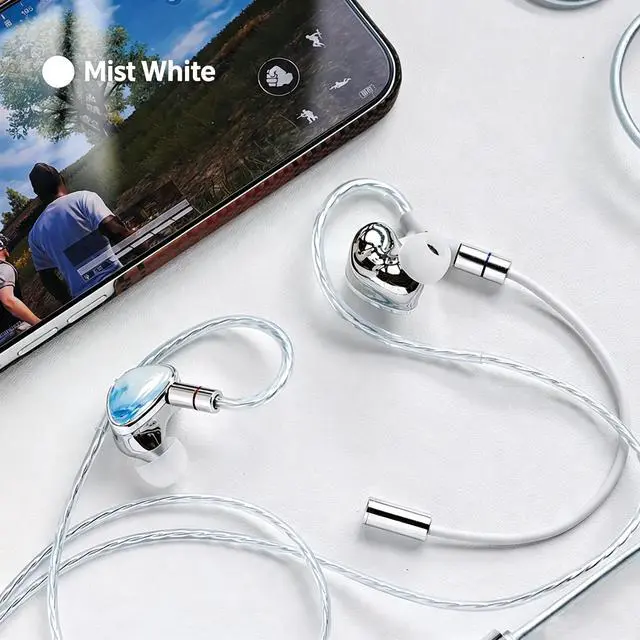 Alt view image 4 of 6 - SOEWIOU Night Sky Blue Deep Space In-Ear HiFi Wired Gaming Headphones with Inline Microphone, 3.5mm Plug Passive Noise Isolation Professional Monitor Earbuds for E-Sports Gaming Studio Recording Live