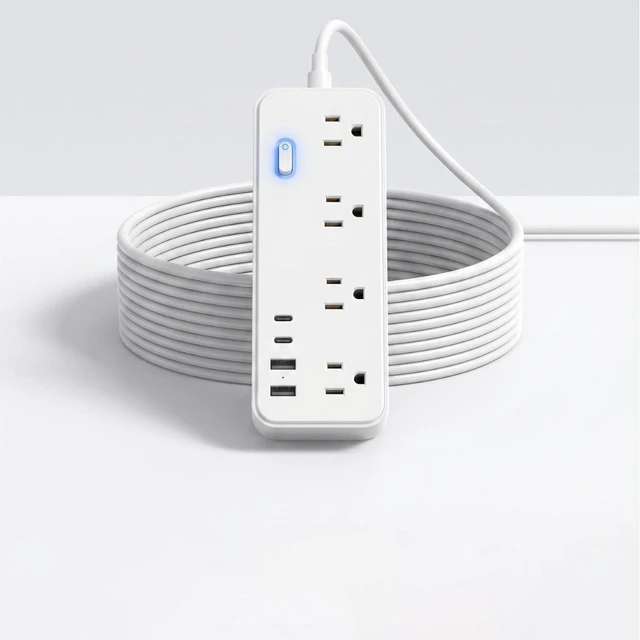 Alt view image 4 of 5 - SOEWIOU White Power Strip, 3 US AC Outlets + 2 USB-C PD Ports + 1 USB-A Port, Multi Port Desktop Charging Station Surge Protector for Home Office Desk
