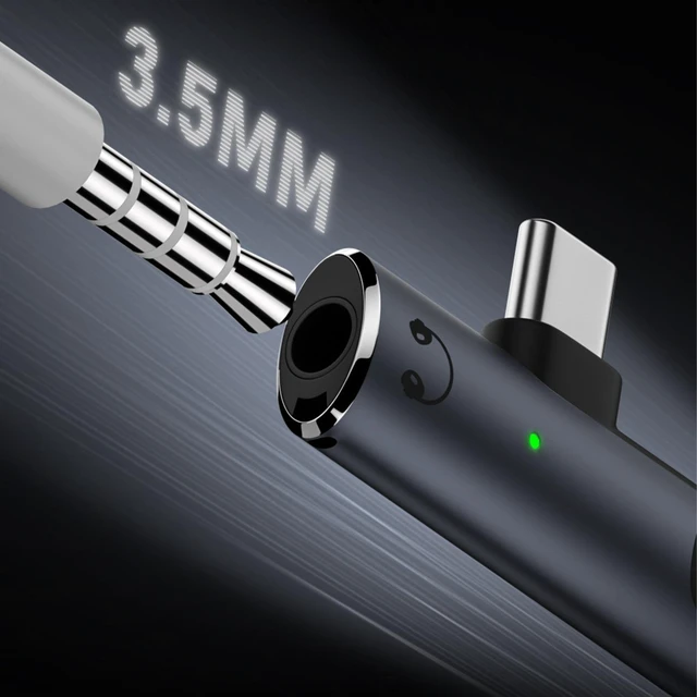 Alt view image 2 of 4 - SOEWIOU 2-in-1 Right Angle USB C to 3.5mm Audio Jack Adapter, 100W PD Fast Charging Splitter, Type C Headphone & Charger Dongle for iPhone 15 / 16 Series, Gray