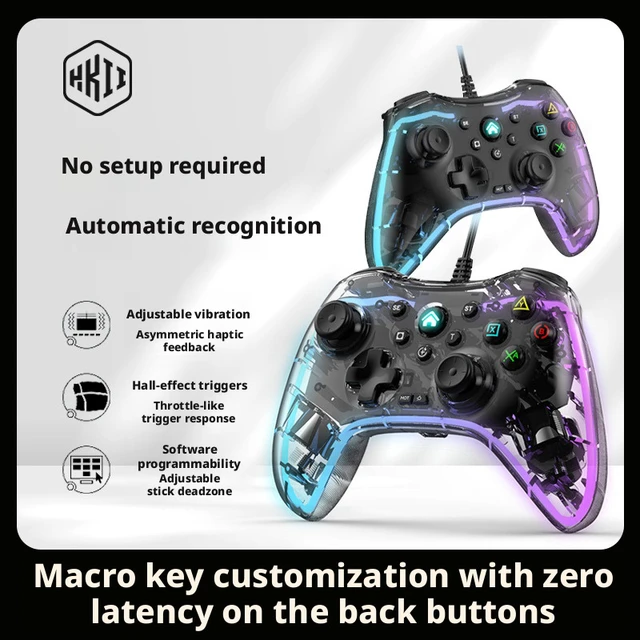 Alt view image 2 of 6 - SOEWIOU S03 Transparent Crystal RGB Wired Game Controller, Somatosensory Gamepad for Nintendo Switch, PC, TV Gaming