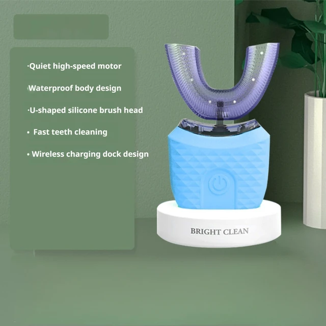 Alt view image 4 of 8 - SOEWIOU U-Shaped Electric Toothbrush for Adults, Automatic Sonic Tooth Cleaner, Soft Bristles, Rechargeable, Waterproof, Blue