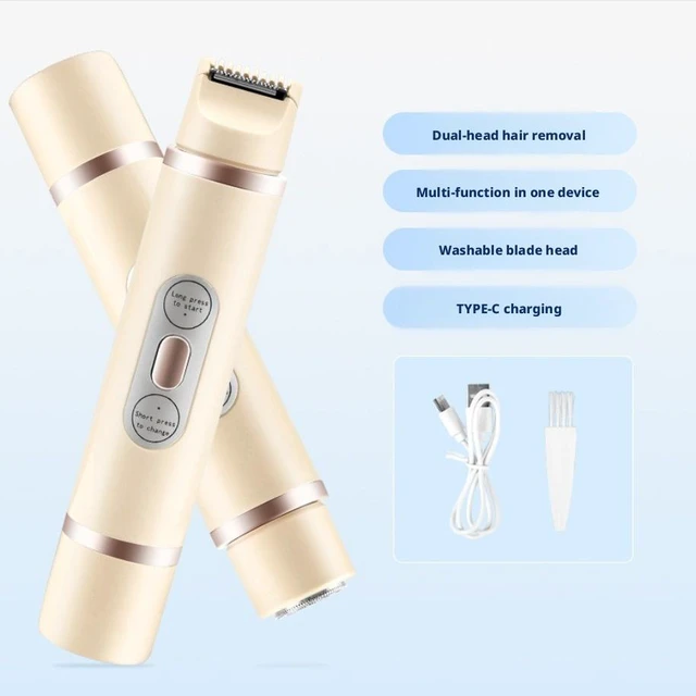 Main image of SOEWIOU Women's 2-in-1 Hair Trimmer, Dual-Head Electric Body Shaver, Wet & Dry Hair Removal Tool for Legs, Arms & Underarms, Smooth Brown Finish