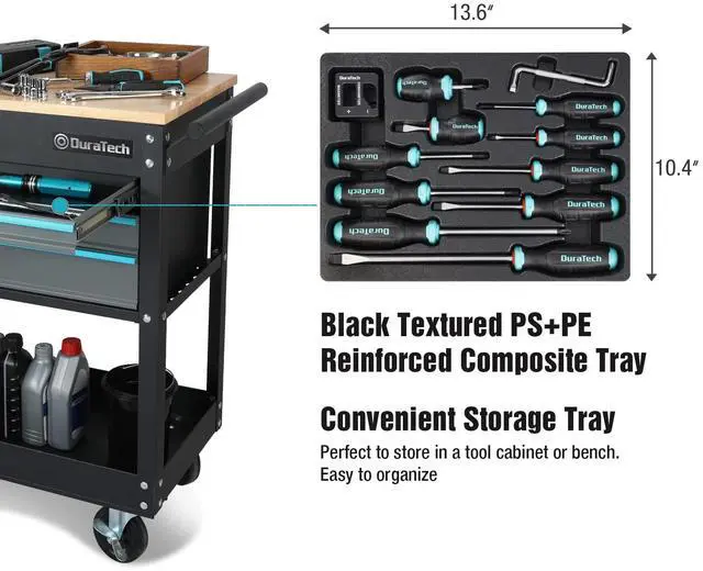 Alt view image 6 of 7 - DURATECH 12-Piece Magnetic Screwdriver Set, 5 Phillips and 5 Slotted Tip S2 Alloy Steel Screwdriver Set, 1 pc Magnetizer Demagnetizer, 1 pc CR-V Offset Screwdriver, Storage Tray Included