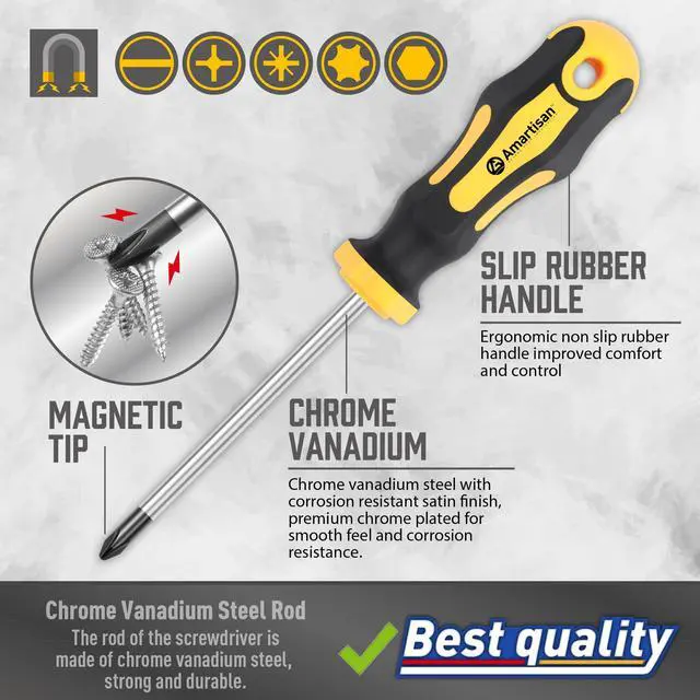 Alt view image 2 of 7 - Magnetic Screwdrivers Set with Case, Amartisan 43-piece Includs Slotted, Phillips, Hex, Pozidriv,Torx and Precision Screwdriver Set, Magnetizer Demagnetizer Tools, Tools for Men