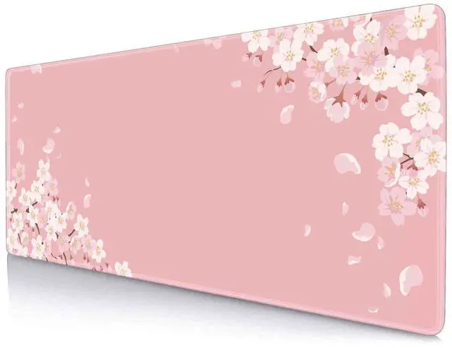 Main image of IMAYONDIA Pink Japanese Desk Mat, Cherry Blossom Large Gaming Mouse Pad, Non-Slip Rubber Base Mousepad for Women, Desk Pad for Work, Game, Office, 31.5x11.8 Inch- Sakura Flowers Aesthetic