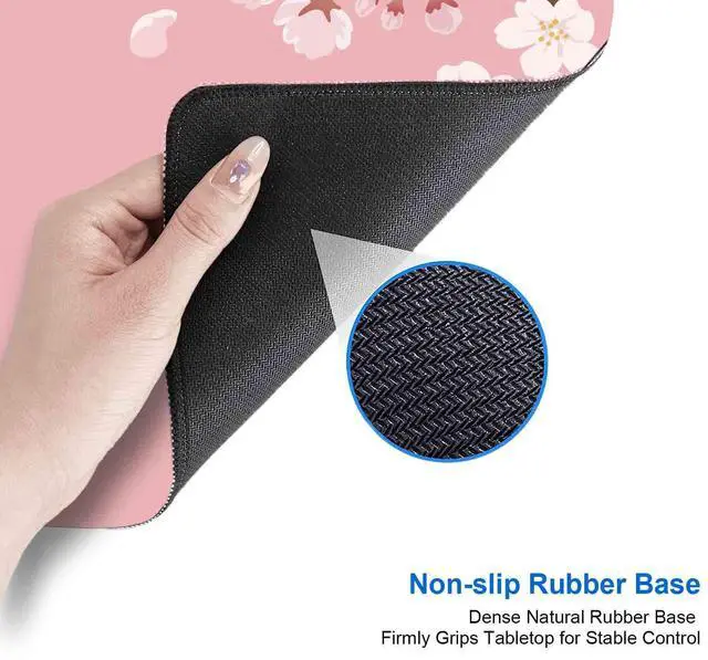 Alt view image 5 of 7 - IMAYONDIA Pink Japanese Desk Mat, Cherry Blossom Large Gaming Mouse Pad, Non-Slip Rubber Base Mousepad for Women, Desk Pad for Work, Game, Office, 31.5x11.8 Inch- Sakura Flowers Aesthetic
