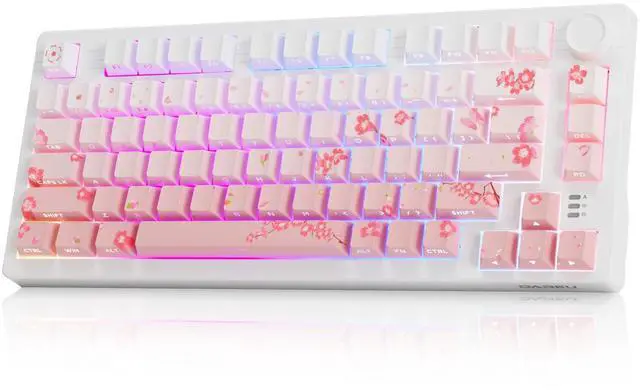 Main image of DAREU EK75PRO Sakura Pink Wireless Mechanical Keyboard,75% Hot Swap Creamy Gaming Keyboard with Knob,RGB Backlit,Gasket Custom Structure,Side Printed PBT Keycaps,2.4Ghz/BT5.1/USB-C, for Win/MAC