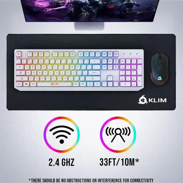Alt view image 6 of 7 - KLIM Chroma White Wireless Keyboard RGB Backlit, Rechargeable Battery, Wireless Keyboard with Water-Resistant Durable Design, Compatible with PC, Mac, PS4, PS5
