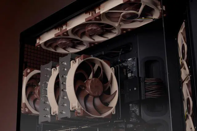 Alt view image 4 of 7 - Noctua NF-A12x25 G2 PWM Sx2-PP, Dual Fan Set for Push-Pull and Side-by-Side Applications (Brown)