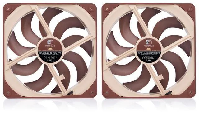 Alt view image 3 of 7 - Noctua NF-A14x25 G2 PWM Sx2-PP, Dual Fan Set for Push-Pull and Side-by-Side Applications (Brown)