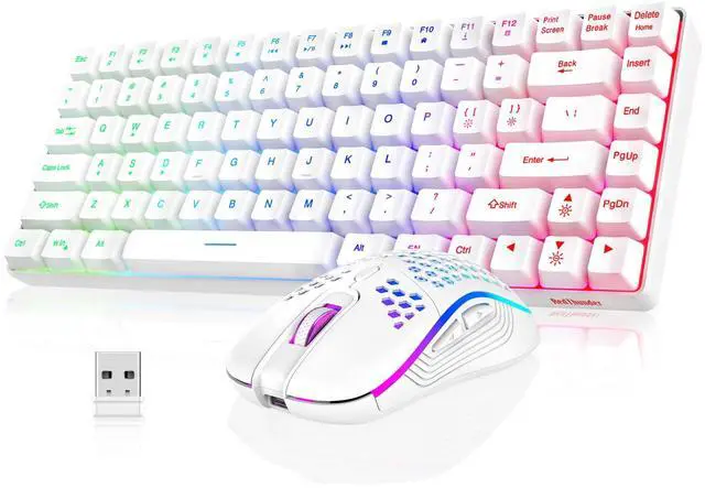 Main image of RedThunder K84 Wireless Keyboard and Mouse Combo, Rainbow Backlit Rechargeable Battery, 75% Layout TKL Ultra Compact Gaming Keyboard & Lightweight 3200 DPI Honeycomb Optical Mouse (White)