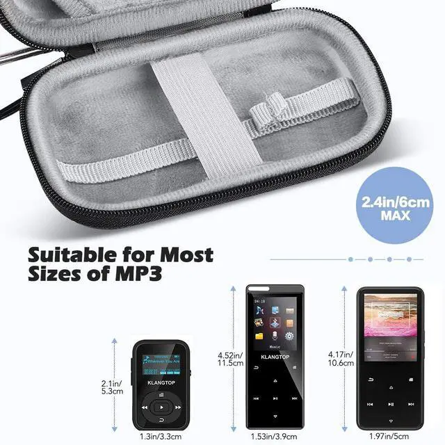 Alt view image 2 of 7 - AGPTEK MP3 MP4 Player Case for 2.4 inch MP3 Player, for Gracioso/for ChenFec/for Safuciiv/for RUIZU/for Aiworth and Other MP3 Players Under 2.4 inch, Portable Case with Metal Carabiner Clip