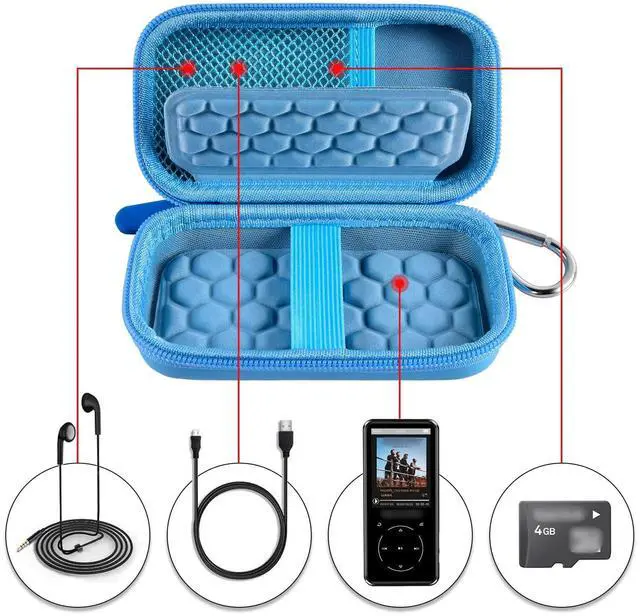 Alt view image 2 of 7 - MP3 & MP4 Player Case for SOULCKER/G.G.Martinsen/Grtdhx/iPod Nano/Sandisk Music Player/Sony NW-A45 and Other Music Players with Bluetooth. Fit for Earbuds, USB Cable, Memory Card - Blue
