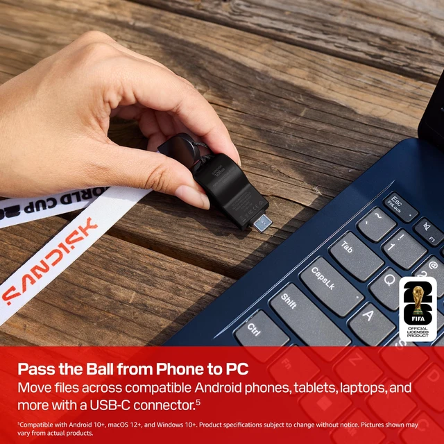 Alt view image 5 of 7 - 64GB USB-C Flash Drive, FIFA World Cup 2026 Edition - Black USB Flash Drive, Up to 300MB/s Transfer speeds, USB 3.2 Gen 1, USB Type-C, With Custom Lanyard & Sticker, App