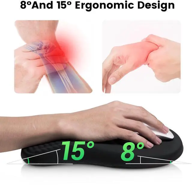 Alt view image 3 of 7 - MEKASS Ergonomic Mouse Pad and Keyboard Wrist Rest Set, Super Soft Memory Foam Desk Wrist Support for Computer Keyboard, Non-Slip Arm Palm Rests Cushion for Typing Gaming Office Laptop Mac (Black)