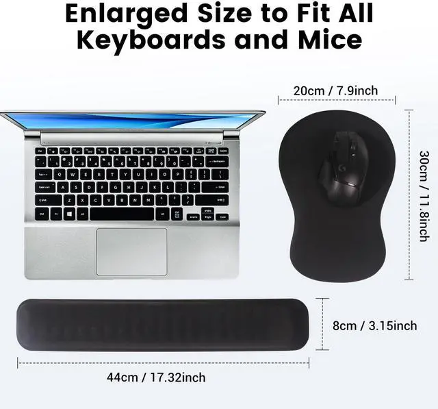 Alt view image 6 of 7 - MEKASS Ergonomic Mouse Pad and Keyboard Wrist Rest Set, Super Soft Memory Foam Desk Wrist Support for Computer Keyboard, Non-Slip Arm Palm Rests Cushion for Typing Gaming Office Laptop Mac (Black)