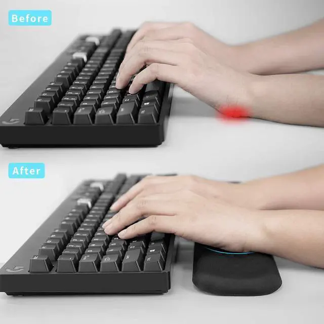 Alt view image 2 of 7 - Vaydeer Keyboard Wrist Rest, Large Full Keyboard Support Pad, Memory Foam Hand Rest Cushion for Desk, Ergonomic Computer Laptop Mac Typing Padded, Office Gaming Palm Arm Carpal Tunnel Pain Relief