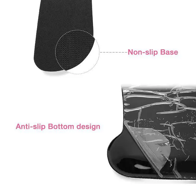 Alt view image 5 of 7 - MOSISO Wrist Rest Support for Mouse Pad & Keyboard Set, Peony Ergonomic Mousepad Non-Slip Base Home/Office Pain Relief & Easy Typing Cushion with Neoprene Cloth & Raised Memory Foam, Black