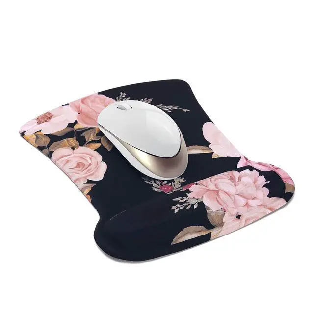 Alt view image 7 of 7 - MOSISO Wrist Rest Support for Mouse Pad & Keyboard Set, Peony Ergonomic Mousepad Non-Slip Base Home/Office Pain Relief & Easy Typing Cushion with Neoprene Cloth & Raised Memory Foam, Black