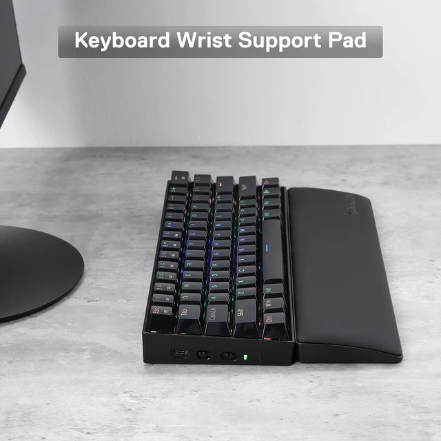 Alt view image 2 of 7 - P035 Meteor S Computer Keyboard Wrist Rest Pad, Ergonomic Soft Memory Foam Wrist Support w/Anti-Slip Rubber Base, 60% 61 Keys Compact Size 11.38 x 2.87 in, 0.78 inch (20mm) Height, Black