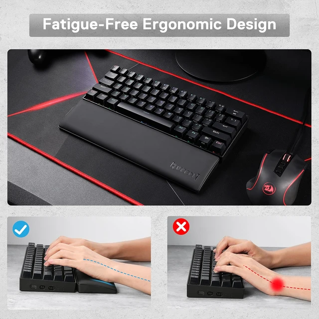 Alt view image 6 of 7 - P035 Meteor S Computer Keyboard Wrist Rest Pad, Ergonomic Soft Memory Foam Wrist Support w/Anti-Slip Rubber Base, 60% 61 Keys Compact Size 11.38 x 2.87 in, 0.78 inch (20mm) Height, Black