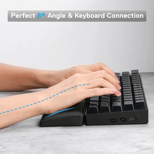Alt view image 7 of 7 - P035 Meteor S Computer Keyboard Wrist Rest Pad, Ergonomic Soft Memory Foam Wrist Support w/Anti-Slip Rubber Base, 60% 61 Keys Compact Size 11.38 x 2.87 in, 0.78 inch (20mm) Height, Black