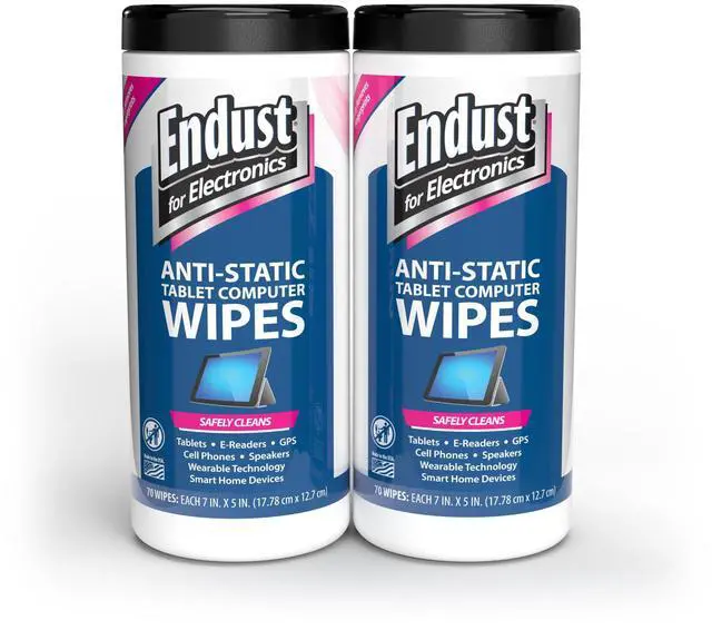 Main image of Endust For Electronics; Anti-Static Screen & Surface Cleaning Wipes; For Tablet, E-Reader, Monitor, Laptop, Phone, TV, and More; Pre-Moistened, Alcohol & Ammonia Free, 140 Wipes (Pack of 2)