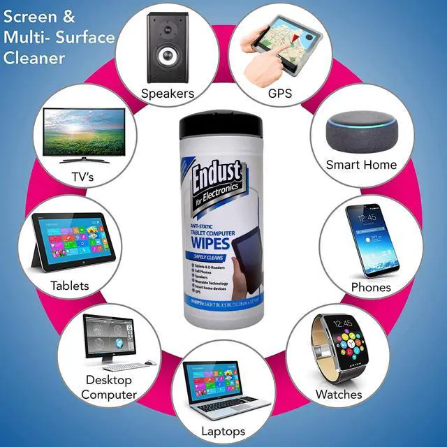 Alt view image 5 of 6 - Endust For Electronics; Anti-Static Screen & Surface Cleaning Wipes; For Tablet, E-Reader, Monitor, Laptop, Phone, TV, and More; Pre-Moistened, Alcohol & Ammonia Free, 140 Wipes (Pack of 2)