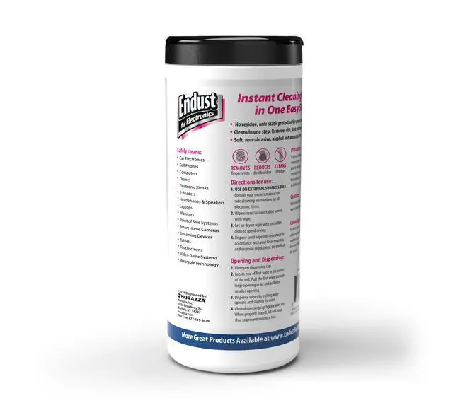 Alt view image 4 of 6 - Endust For Electronics; Anti-Static Screen & Surface Cleaning Wipes; For Tablet, E-Reader, Monitor, Laptop, Phone, TV, and More; Pre-Moistened, Alcohol & Ammonia Free, 140 Wipes (Pack of 2)