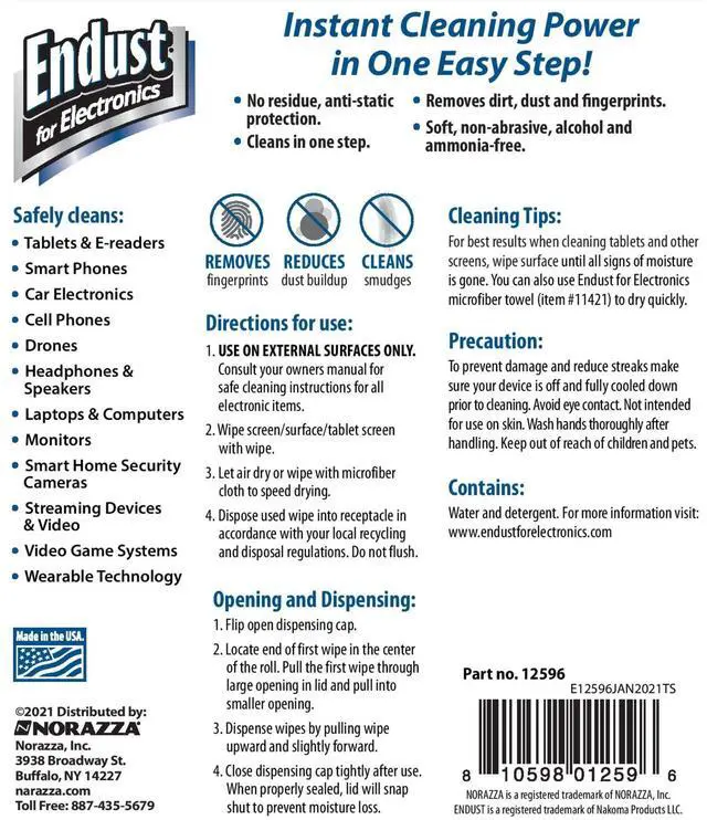 Alt view image 6 of 6 - Endust For Electronics; Anti-Static Screen & Surface Cleaning Wipes; For Tablet, E-Reader, Monitor, Laptop, Phone, TV, and More; Pre-Moistened, Alcohol & Ammonia Free, 140 Wipes (Pack of 2)