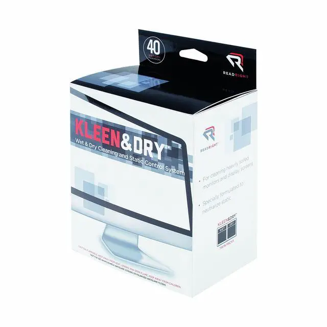Alt view image 2 of 3 - Read Right Kleen and Dry Screen Cleaning Wipes, 40 Twin Wipe Packs per Box (RR1305)