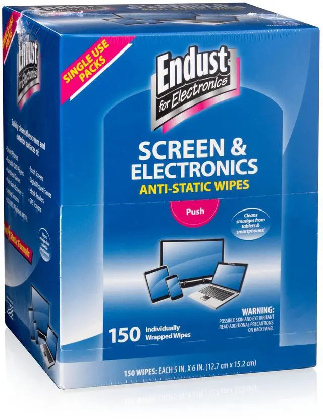 Alt view image 3 of 5 - Endust for Electronics; Individually Wrapped, Portable, Anti-Static, Screen & Electronics Cleaning Wipes; 150 Count (14316)