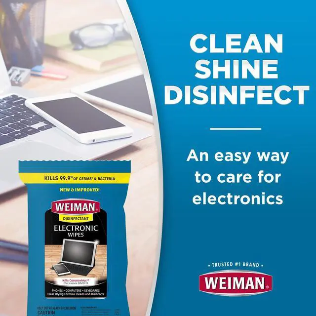 Alt view image 3 of 7 - Weiman Disinfecting Electronic Wipes - Safely Clean Your Screen, Laptop, Computer, TV, Equipment-Electronic Cleaner Wipes