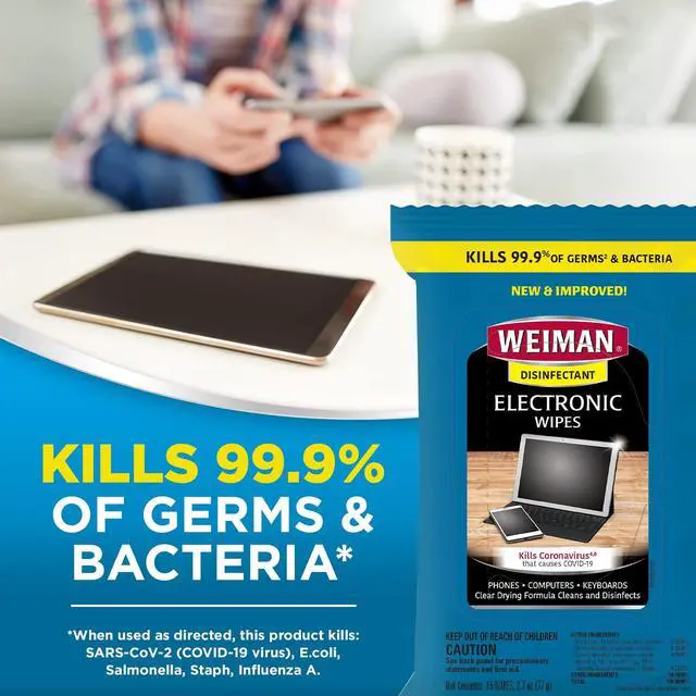 Alt view image 6 of 7 - Weiman Disinfecting Electronic Wipes - Safely Clean Your Screen, Laptop, Computer, TV, Equipment-Electronic Cleaner Wipes